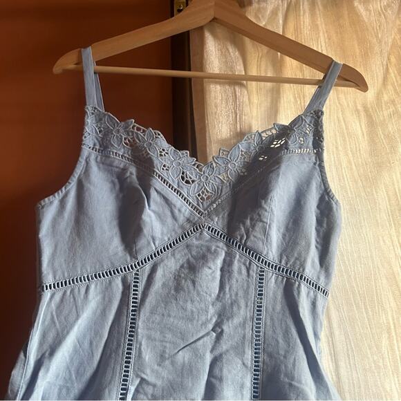 Madewell Sweetheart Midi Dress in Linen-Cotton Blend Powder Blue NEW Size 2 - Picture 3 of 9